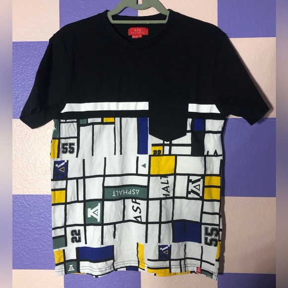 NWOT Asphalt Yacht Club Map Line Mondrian Tee with Pocket - Size S - Picture 1 of 4